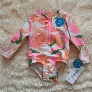 Carter's Pink Peach Floral Long-Sleeve Swimsuit